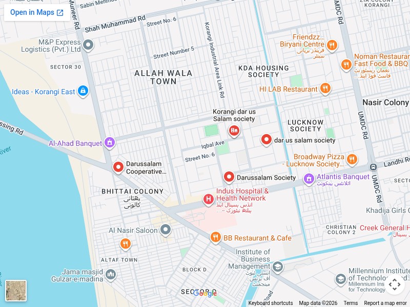 Map showing Branch 1 — Dar Us Salam Society, 31-F, Karachi